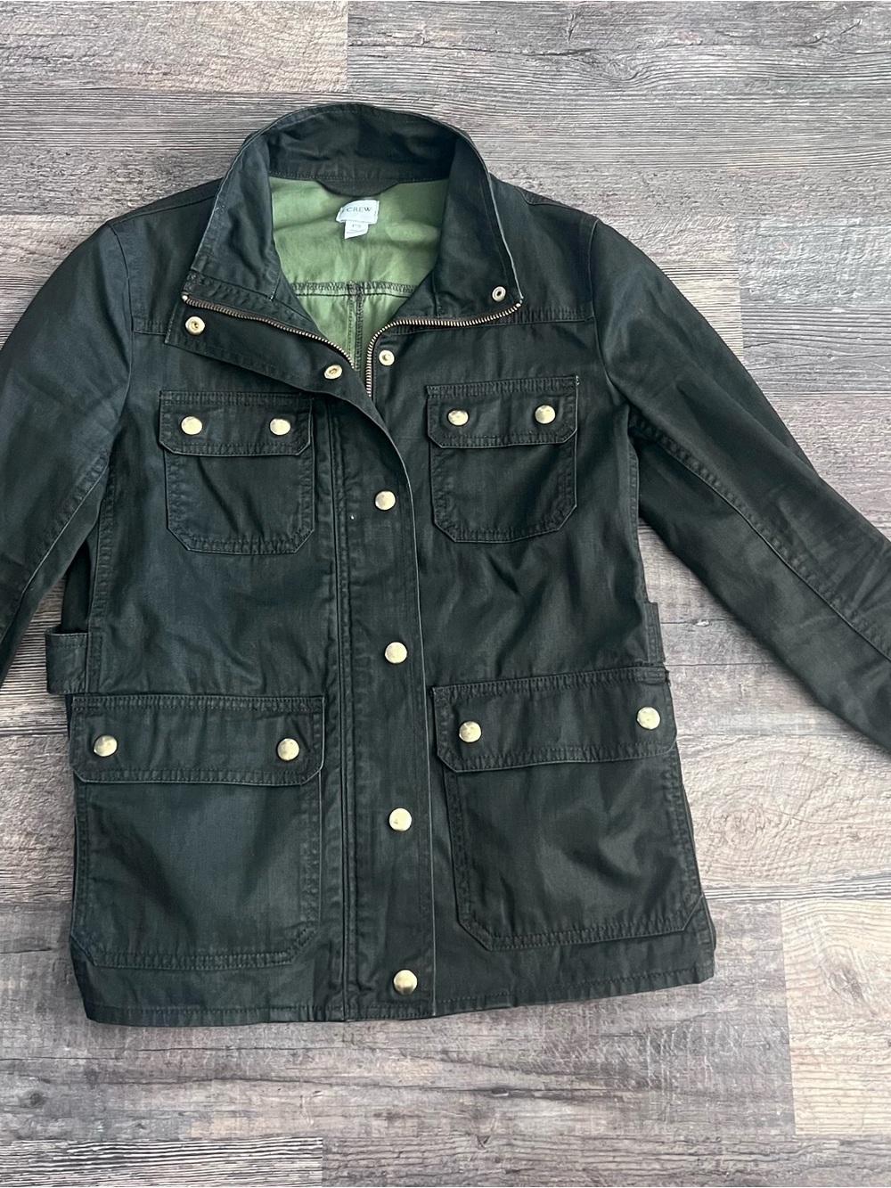 J. Crew Dark Green Utility Jacket with Snap Pockets
